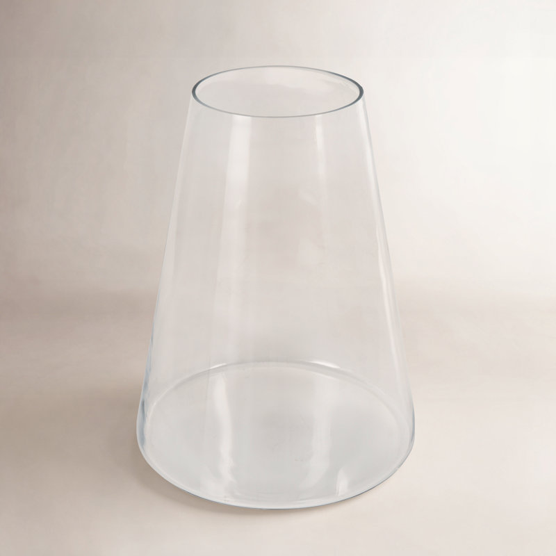 Perry And Grey Glass Cone Shaped Vase, 12.65"H x 9.9"W x 9.9"D