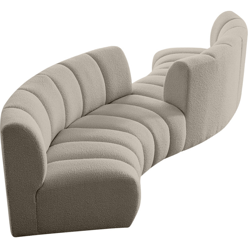 Canapé modulaire de coin symétrique Infinity, Tissu brun bouclé