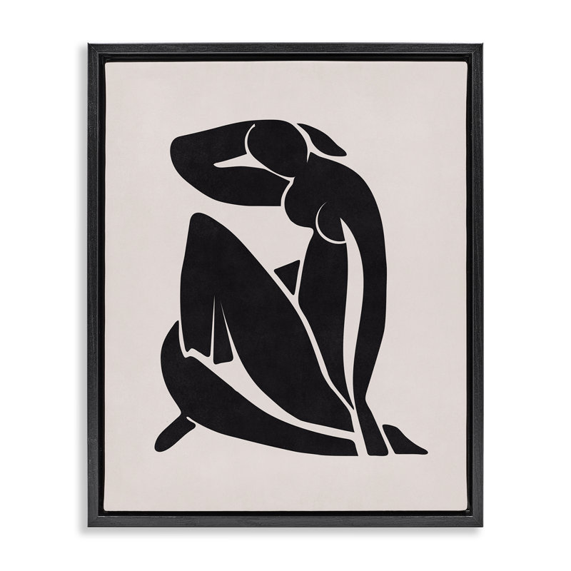Art mural Mid-Century Boho figure brune encadrée par Nataly White, Cadre flottant noir de jais, H 21 po x l 17 po
