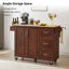 Îlot de cuisine avec comptoir à abattant, chariot d'îlot de cuisine roulant, table d'îlot de cuisine avec porte de grange avec armoire de rangement et support de tour, table d'îlot sur roulettes pour la cuisine-1363869175