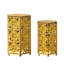 2 tables d'appoint en fer, jaune antique, style distinctif, choix de décoration attrayant
