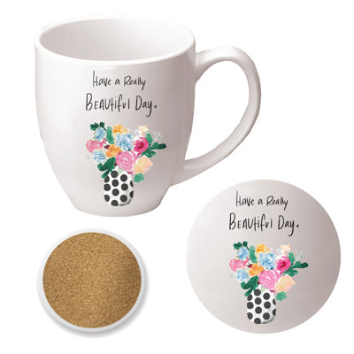 Ensemble de grandes tasses et sous-verres 16 oz In Bloom