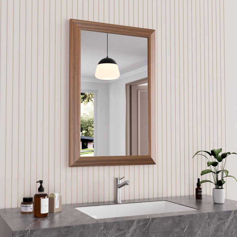 Miroir de salle de bain en verre trempé épais de haute qualité, 30 po x 22 po, Blanc