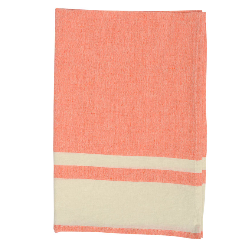 Torchon Chambray, Corail / Naturel