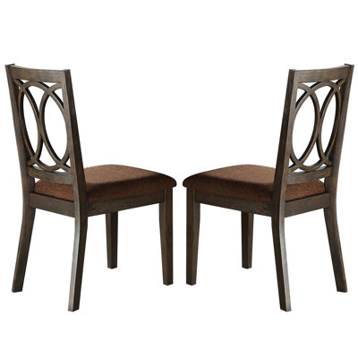 Set Of 2 Upholstered Side Chair In Brown And Espresso Finish