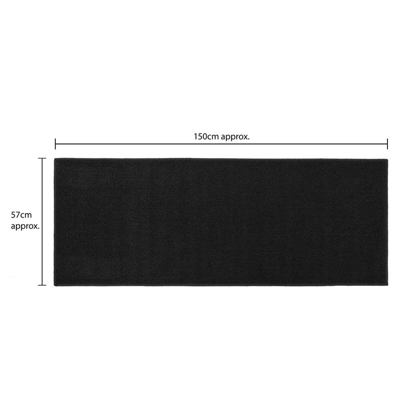 Non-Slip Indoor Doormat, Black, Rectangle W57 x L150 cm