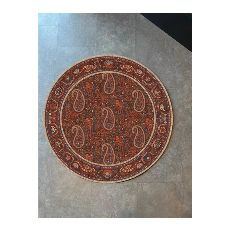 Round Paisley Patterned Tile Color Carpet, Round 2'8"