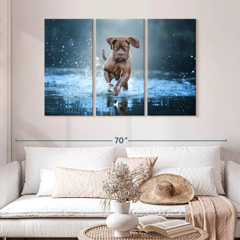 Splashing Mastiff Dog, 32" H x 50" W