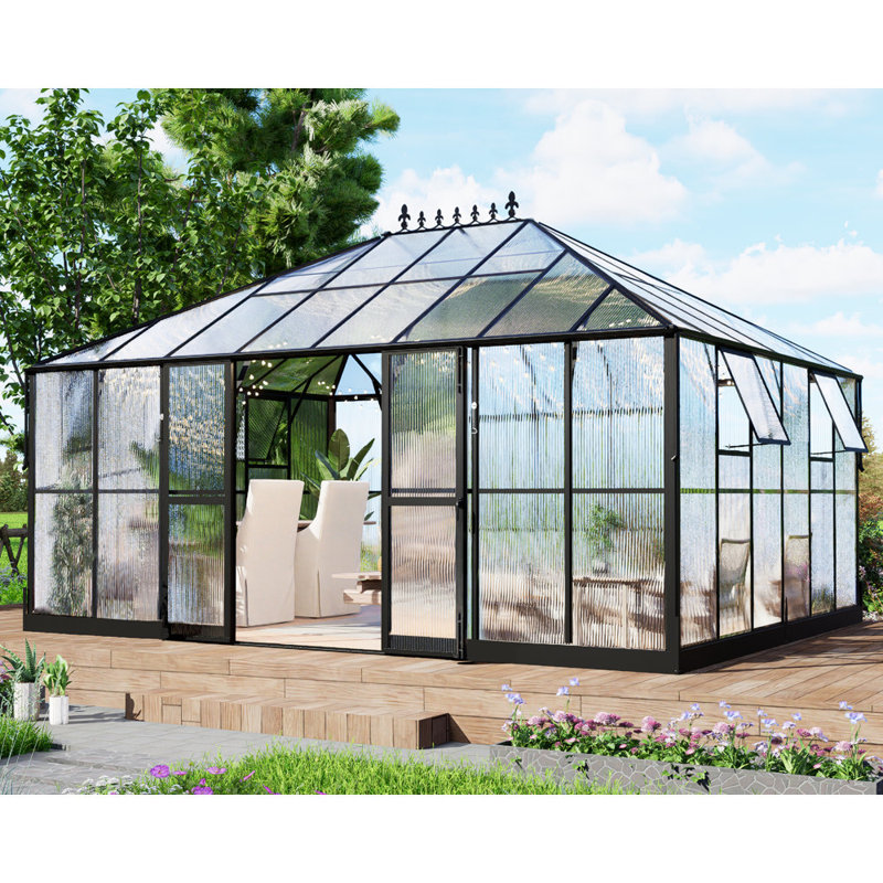 Grower’s Haven Victorian Style Polycarbonate Greenhouse, 112.8" H x 192" W x 144" D
