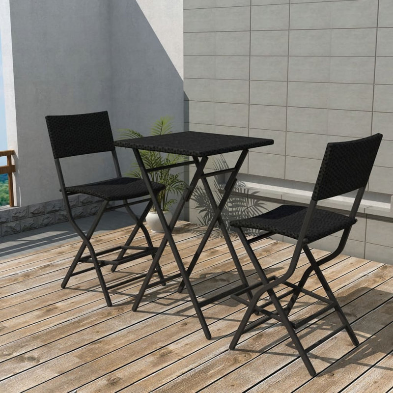 2 -Person Wicker / Rattan Dining Set, Black