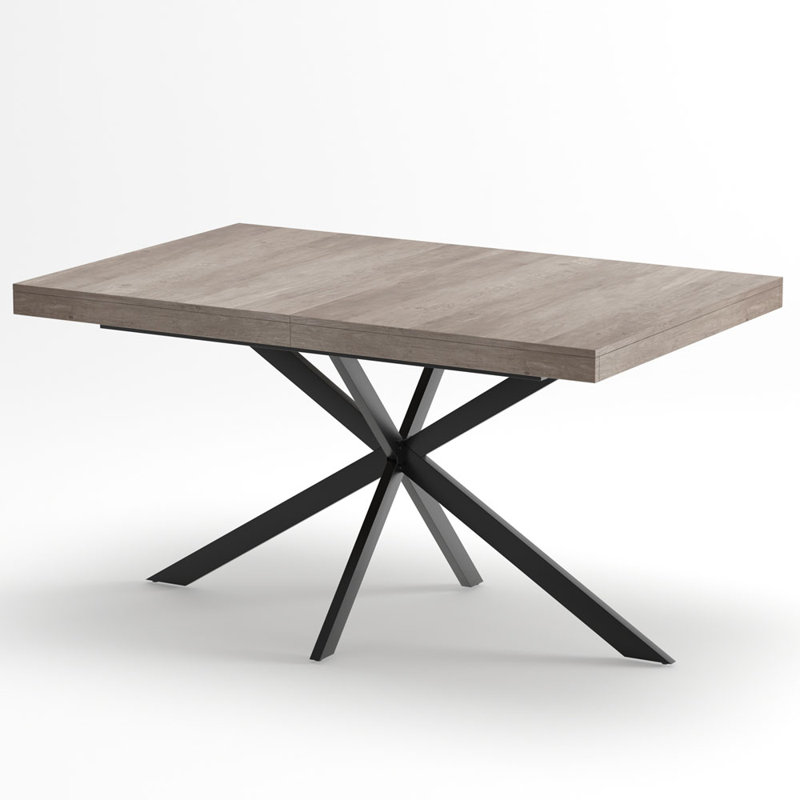 Table de salle à manger rectangulaire de 55,11 po à 70,86 po avec plateau Carole gris avec plaque centrale embossée de même couleur