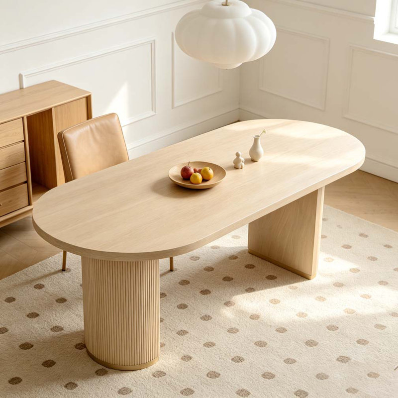 Oval Dining Table Double Pedestal, Natural