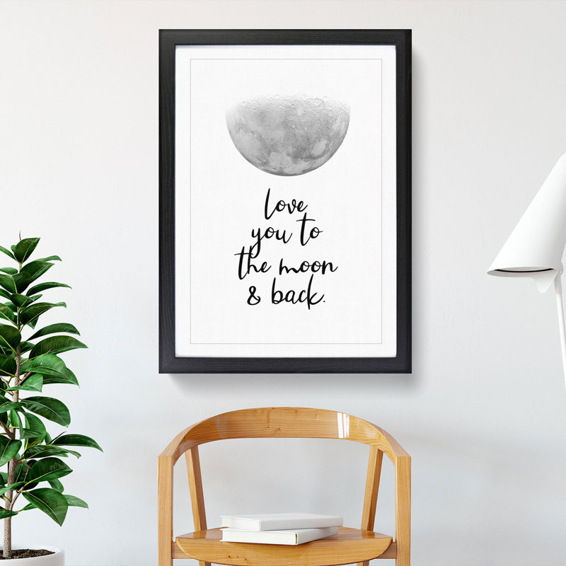 Love You to the Moon and Back - Picture Frame Typography, Black Framed, 36cm H x 27cm W x 2cm D