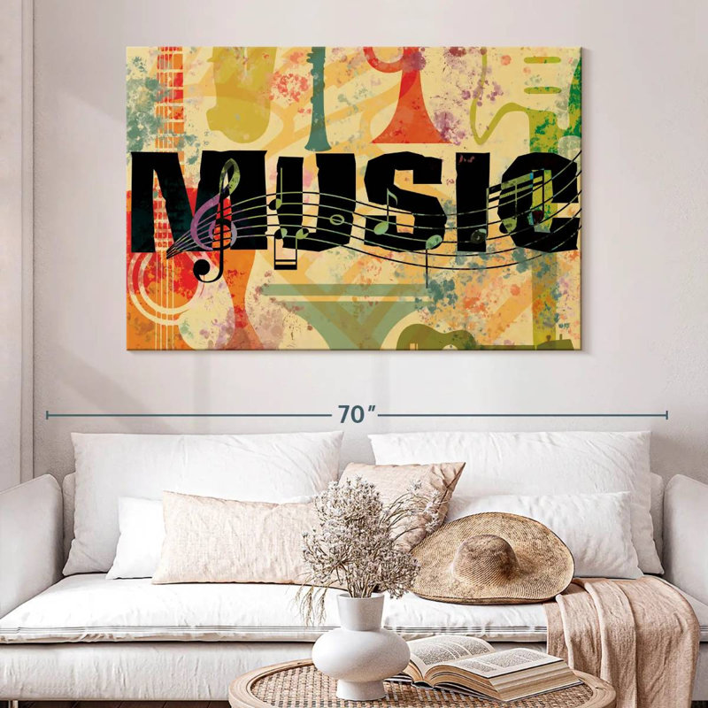 Collage de musique rétro Abarca, H 34 po x l 51 po