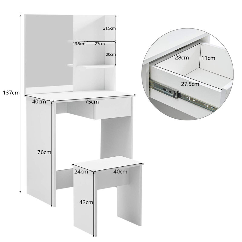 Keizo Dressing Table with Mirror