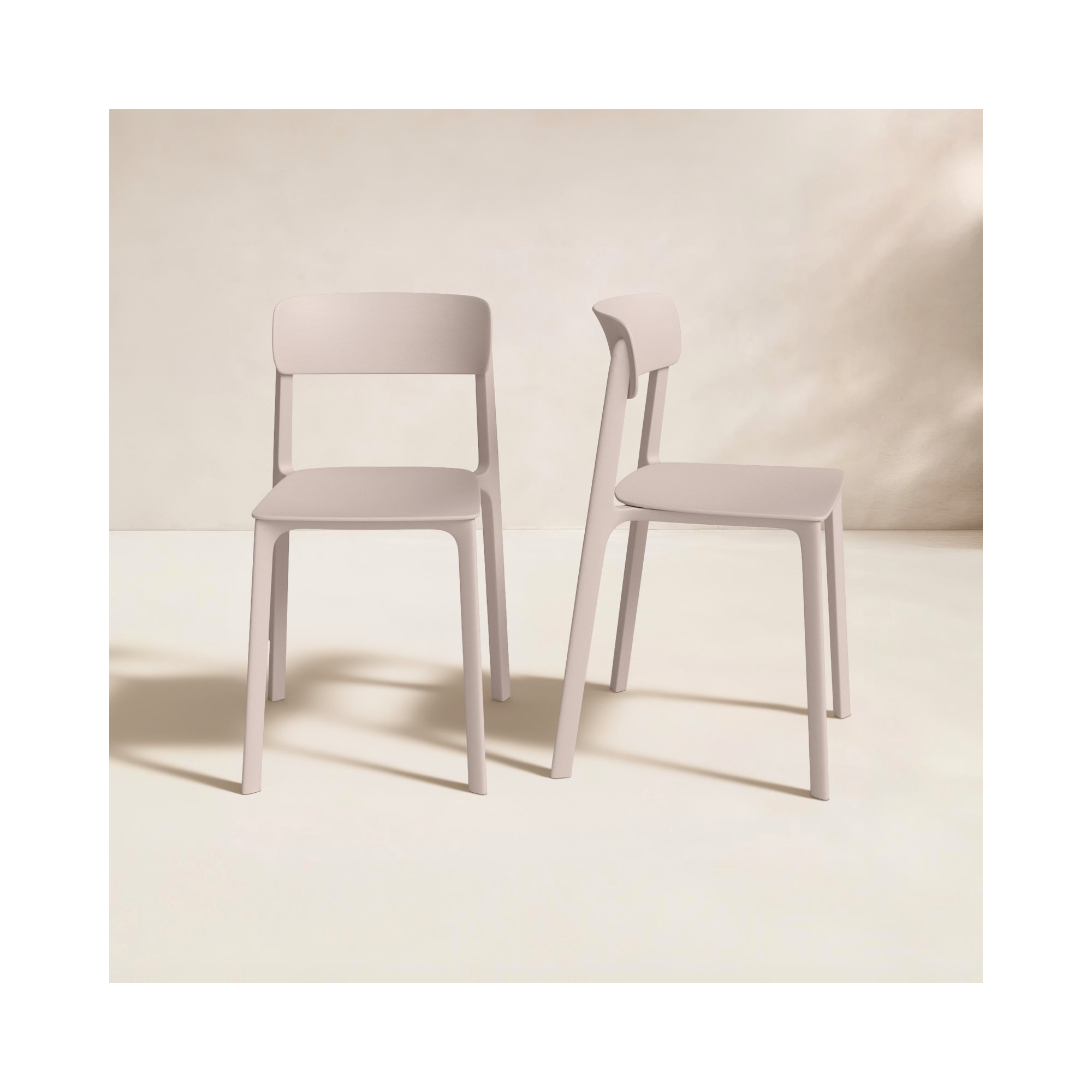 Vowa Stacking Patio Dining Side Chair, Tan
