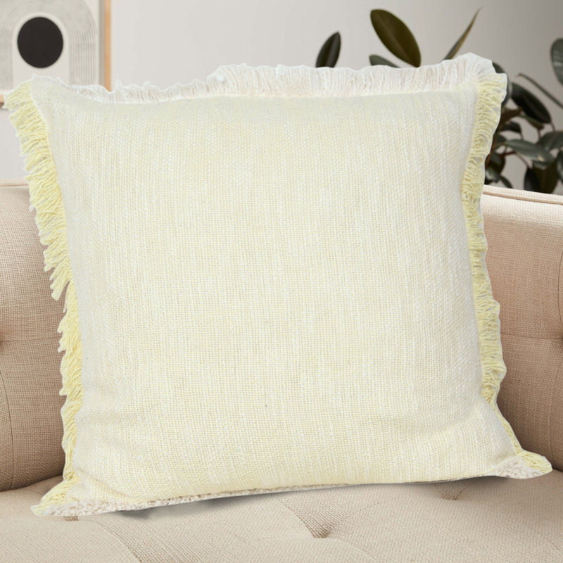 Housse de coussin en coton tissé à la main, Housse de coussin seulement - sans coussin, Jaune