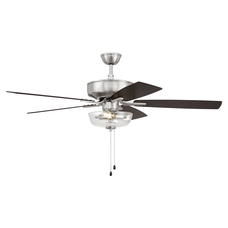 52'' Ceiling Fan with Light Kit, Brushed Polished Nickel/Chocolate
