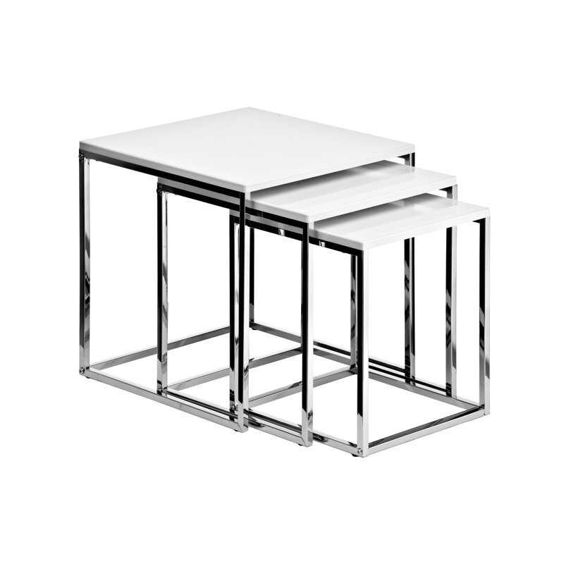 Tray Top Sled Nesting Tables, White High Gloss
