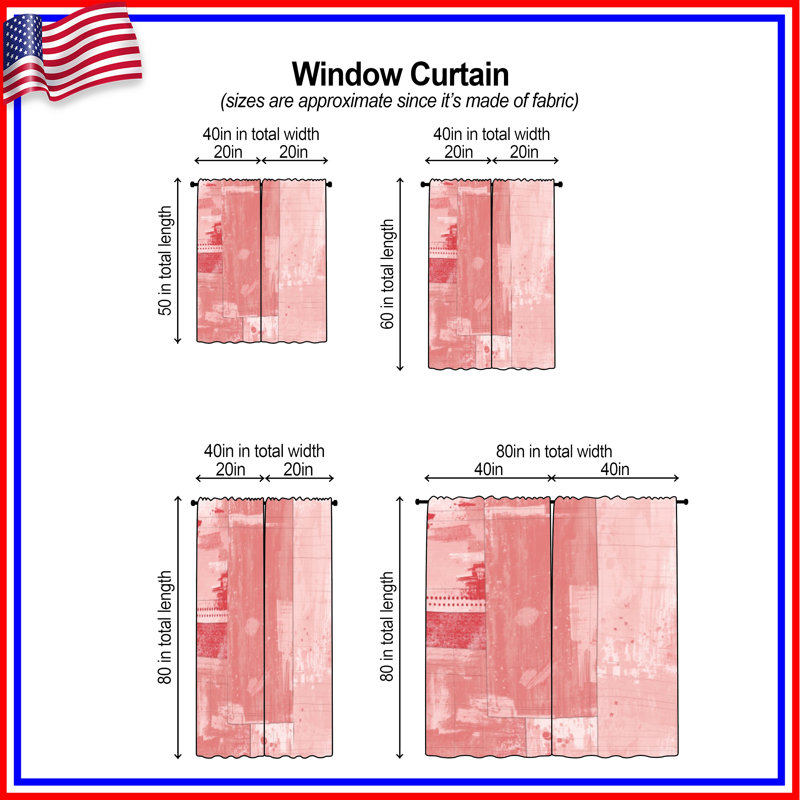 Rideaux de fenêtre Red Patchwork géométrique patchwork transparent et obscurcissant - 2 panneaux, 20 po x 60 po - 2 panneaux