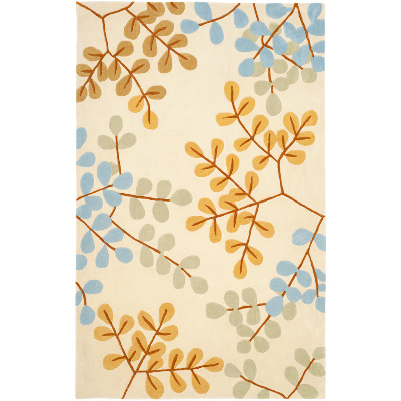 Modern Art Hand Tufted Performance Floral Rug, Rectangle 4' x 6'