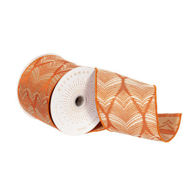 4"x10yd Feather Leaf Ribbon.