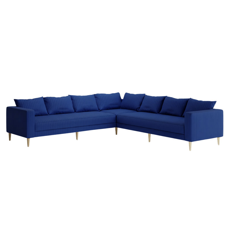 Canapé modulaire 7 places Essential, Mélange de chanvre rayé cobalt, Natural