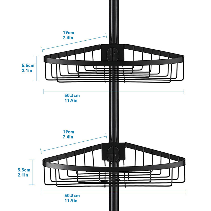Adhesive Stainless Steel Shower Caddy, Black