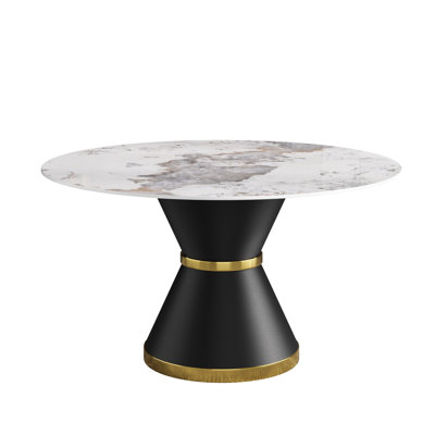 53.01" Sintered Stone Dining Table - Easy To Wipe Clean For 6 People Round 53.01", Accommodates 6, & Elegant
