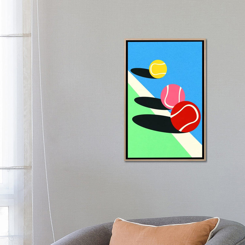 3 balles de tennis - reproduction d'art murale - toile encadrée