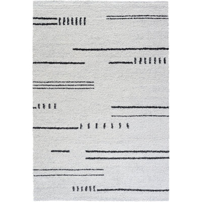 Kyrie Black, Charcoal, Ivory and White Polypropylene Area Rug