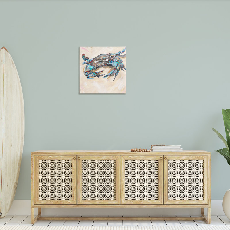 «Modern Blue Beach Crab» sur toile, H 24 po x l 24 po