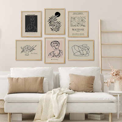 «Signature», art mural encadré de feuilles tropicales, ensemble de 6 estampes géométriques abstraites, décor mural minimaliste pour le salon, chambre encadrée 6 pièces par Henri Matisse