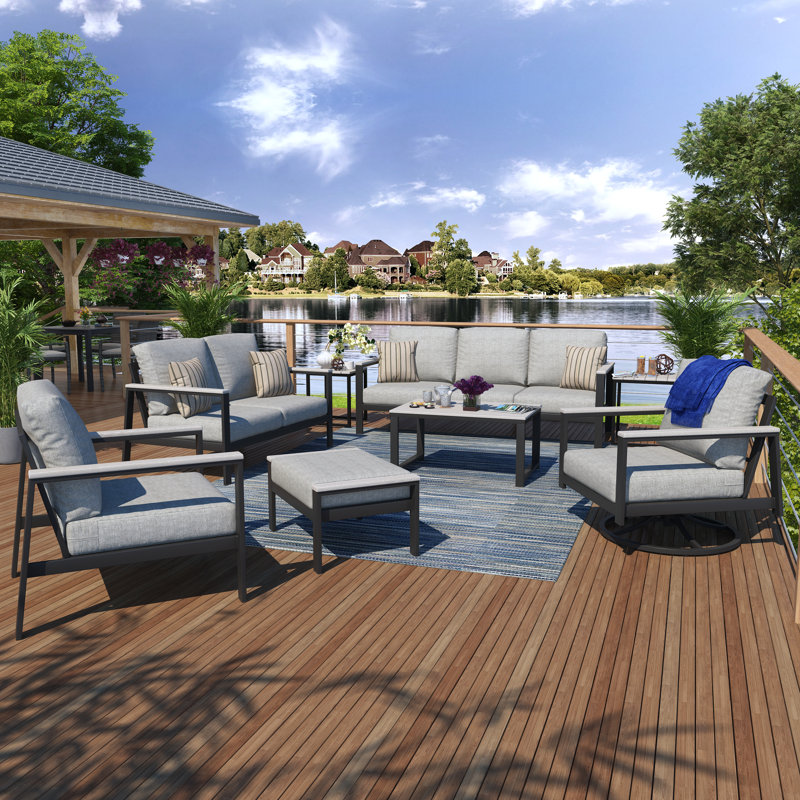 Townsend 7 - Person Patio Conversation Set with Sunbrella® Cushions, Canvas Granite Sunbrella® Canvas