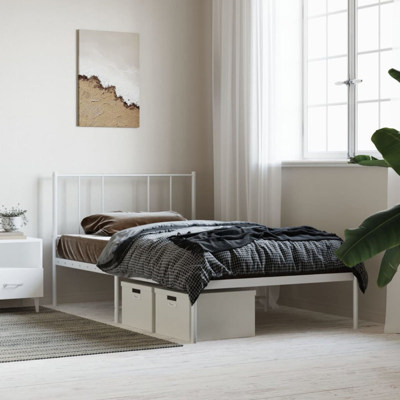 Lokesh Metal Bed, 100 x 190 cm, White