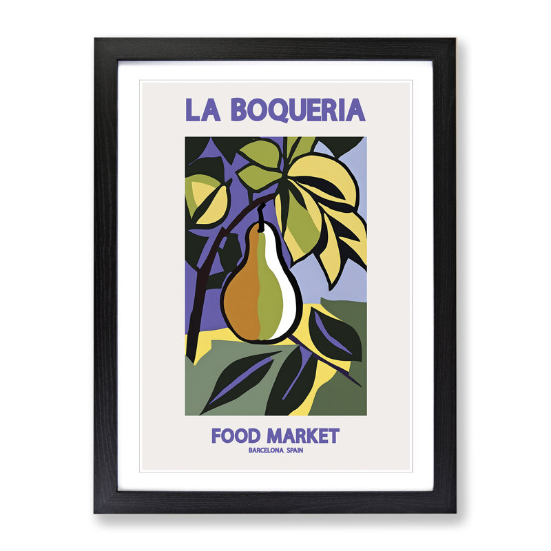 La Boqueria Food Market Exhibition 1 - Single Picture Frame Print on Wood, 64cm H x 46cm W x 2cm D