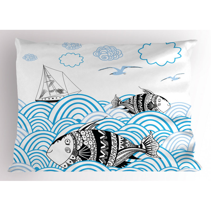 Fish Polyester Sham Set, Queen