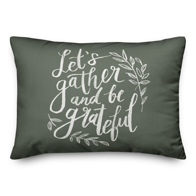 Gather And Grateful Navy Outdoor Throw Pillow