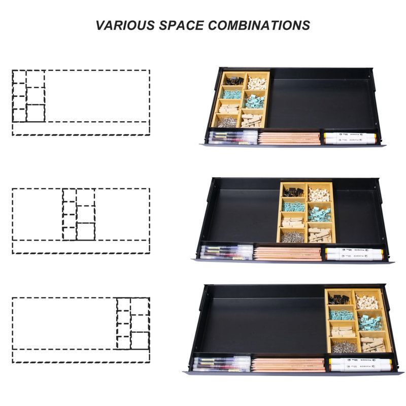 Large Under Desk Mounted Sliding Drawer With Bamboo Tray And 60 Degree Tilt Panel To Pull Out, 22'' Long & 13'' Deep Large Storage Organizer For Sit Stand Workstation