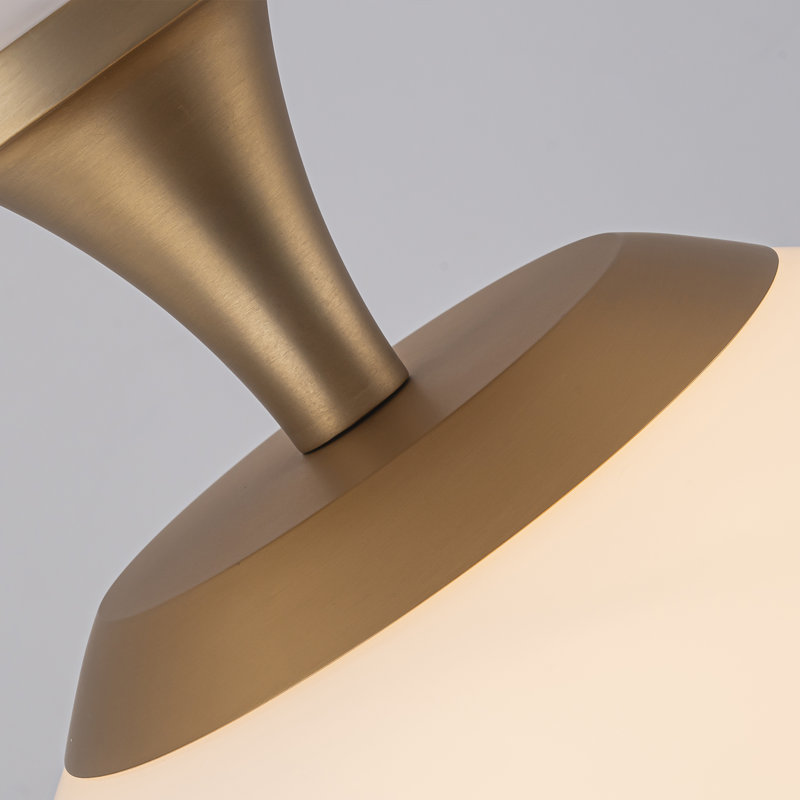 1-Light Mid-Century Modern Globe Milk Glass Semi Flush Mount