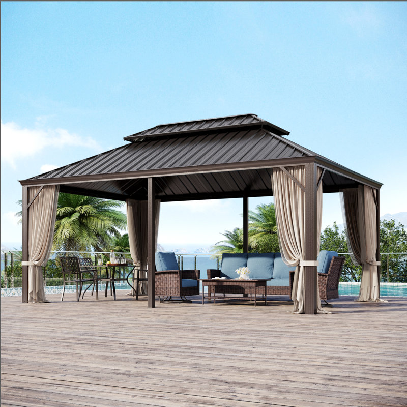 Hardtop Double-Roofed Aluminum Patio Gazebo, 18' x 12'