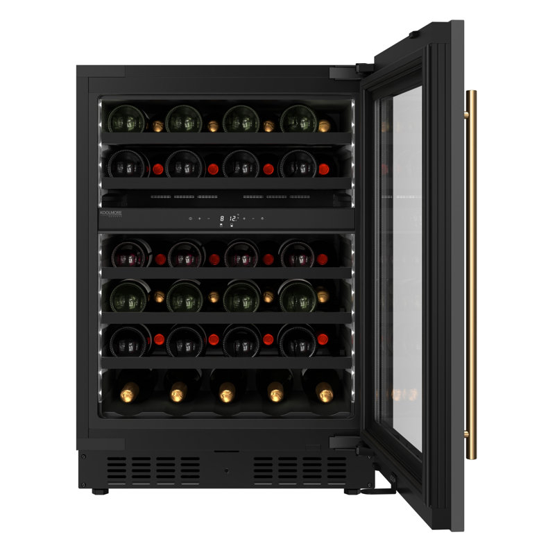 KoolMore Reserve 24 in. Under-Counter Panel Ready Dual Zone Wine Cooler 45 Bottle Capacity, Black