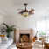 16" Tiffany Invisible Ceiling Fan Light With Remote Control And LED Light