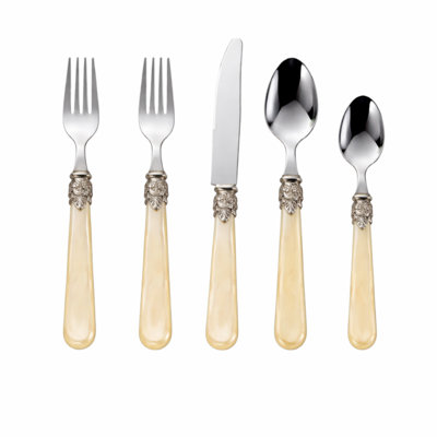 Ivory Pearlized Five Piece Flatware Set