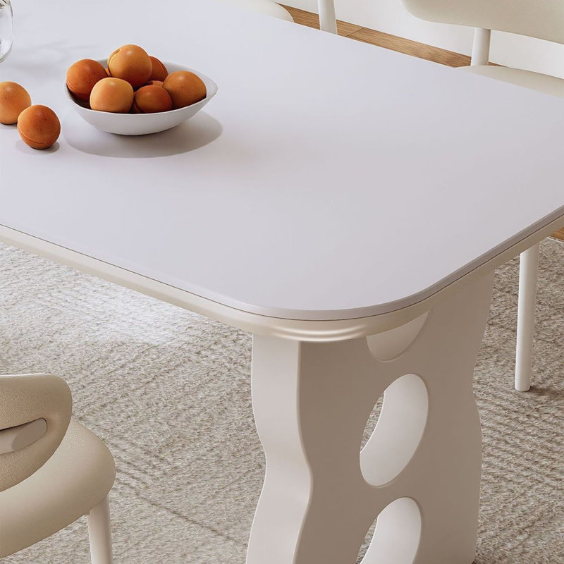 Table en pierre frittée crème, H 29,5 po x l 78,7 po x P 31,5 po, 5 Pieces: Table, 4 Chairs