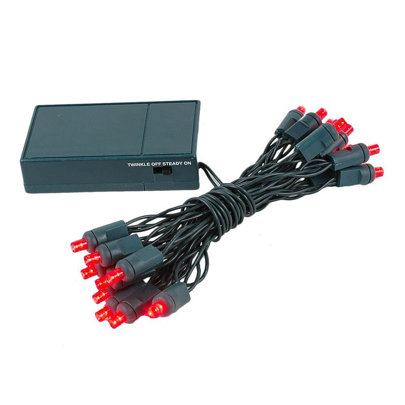 Mini guirlande de 20 ampoules del à grand angle de 3 pi à énergie extérieure Stryker, Rouge, Vert