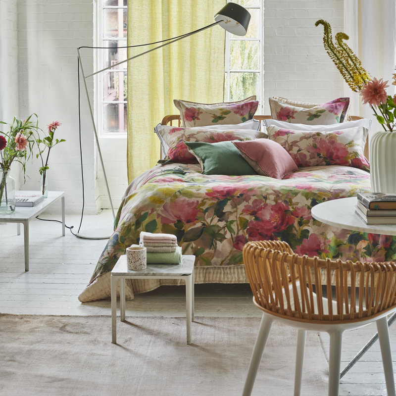 Thelma's Garden Linen Duvet Cover, King Duvet Cover