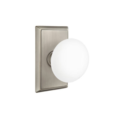 Privacy Ice White Knob with Rectangular Rose