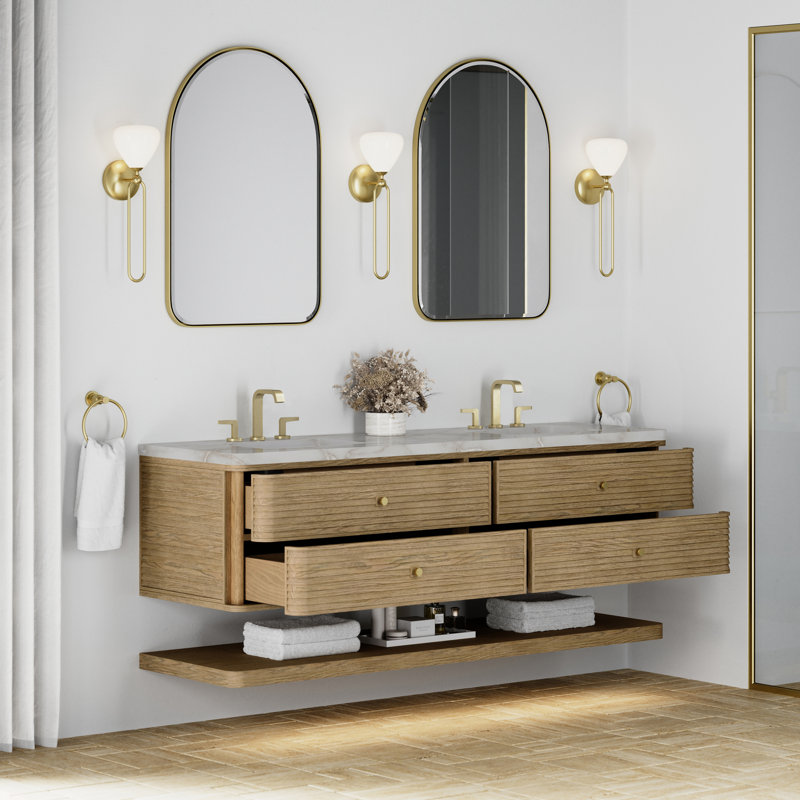 Meuble-lavabo double l 72 po Allamari, Argent victorien Silestone, 8 po, Brume dune