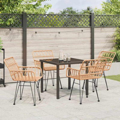 5 Piece Garden Dining Set Poly Rattan